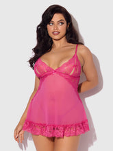 Load image into Gallery viewer, HARLOW LACE &amp; MESH BABYDOLL &amp; G-STRING SET