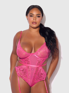 HARLOW LACE & MESH UNDERWIRE TEDDY