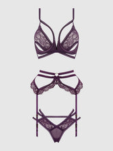 Load image into Gallery viewer, BIANCA STRAPPY LACE BRA, GARTER &amp; HIPSTER SET