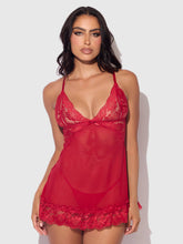 Load image into Gallery viewer, HARLOW LACE &amp; MESH BABYDOLL &amp; G-STRING SET